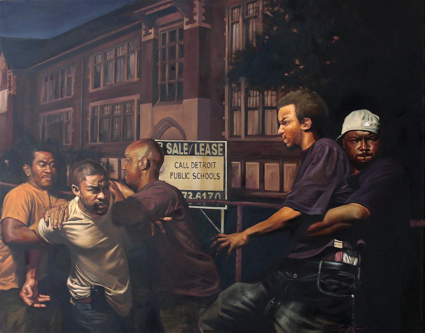 Mario Moore, Detroit’s Crisis 313-873-6170, 2010. Oil on canvas, 84 x 66 cm. Courtesy of the artist and the Jiménez-Colón Collection.