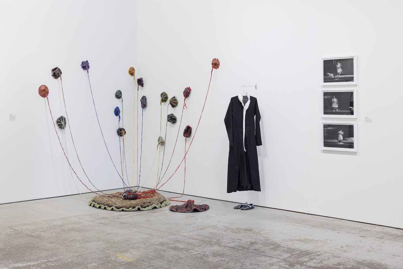 Installation view of Crossing Night: Regional Identities x Global Context at MOCAD Detroit.