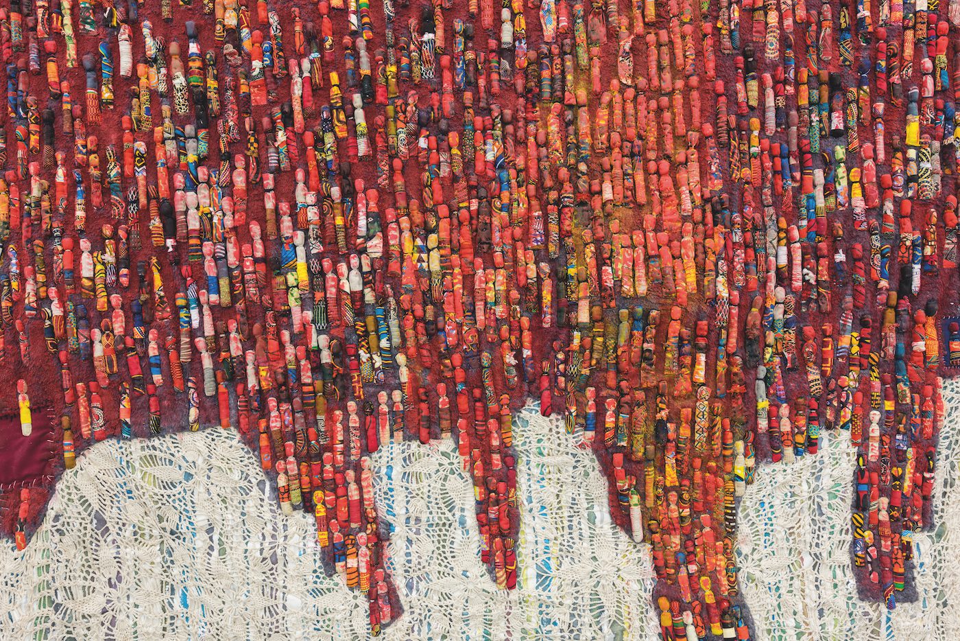 Anthony Bumhira, Dhoyilisi Generation (2018), Detail. Mixed media, 190 x 180 cm. Photo courtesy of Zeitz MOCCA.