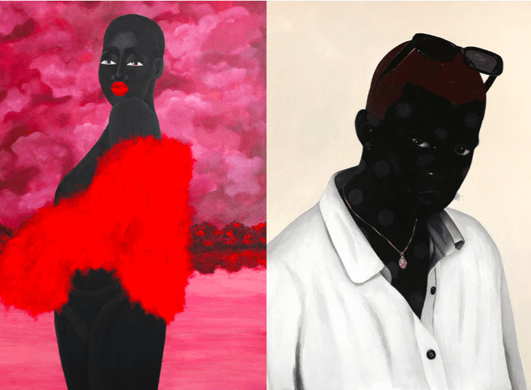 (left) Zandile Tshabalala, Paradise IIIIII, 2020.
(right) Johnson Eziefula, Tomi with the wine hair, 2020.