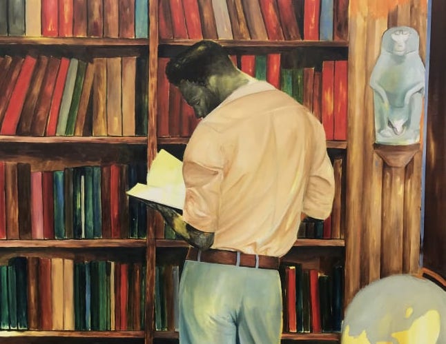 Elladj Lincy Deloumeaux, Naître à soi (finding oneself) (Detail), 2020 Painting in oil and gouache on canvas, 162 x 130 cm. ©Elladj Lincy Deloumeaux