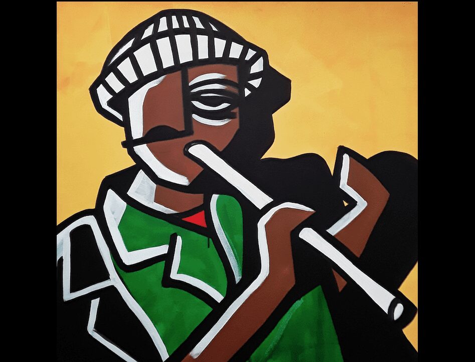 Levy Pooe , Busking in the City II, 2021.