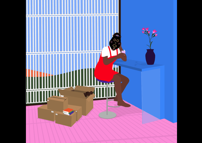 Dennis Osadebe, Isolation, 2021 . Acrylic and Archival pigment on Canvas