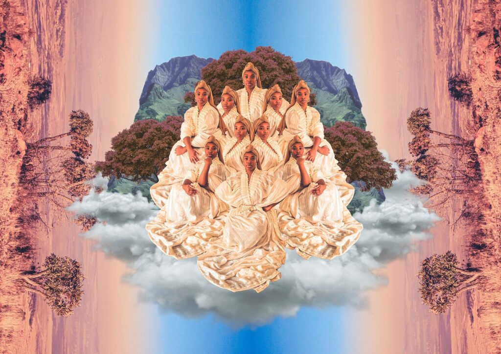 Puleng Mongale, Heaven on Earth, 2021. Fine Art Textured Silk 270GSM. Edition: 10. Sheet Size: 42 x 59.4 cm . Presented by Doyle Wham and Latitudes Online
