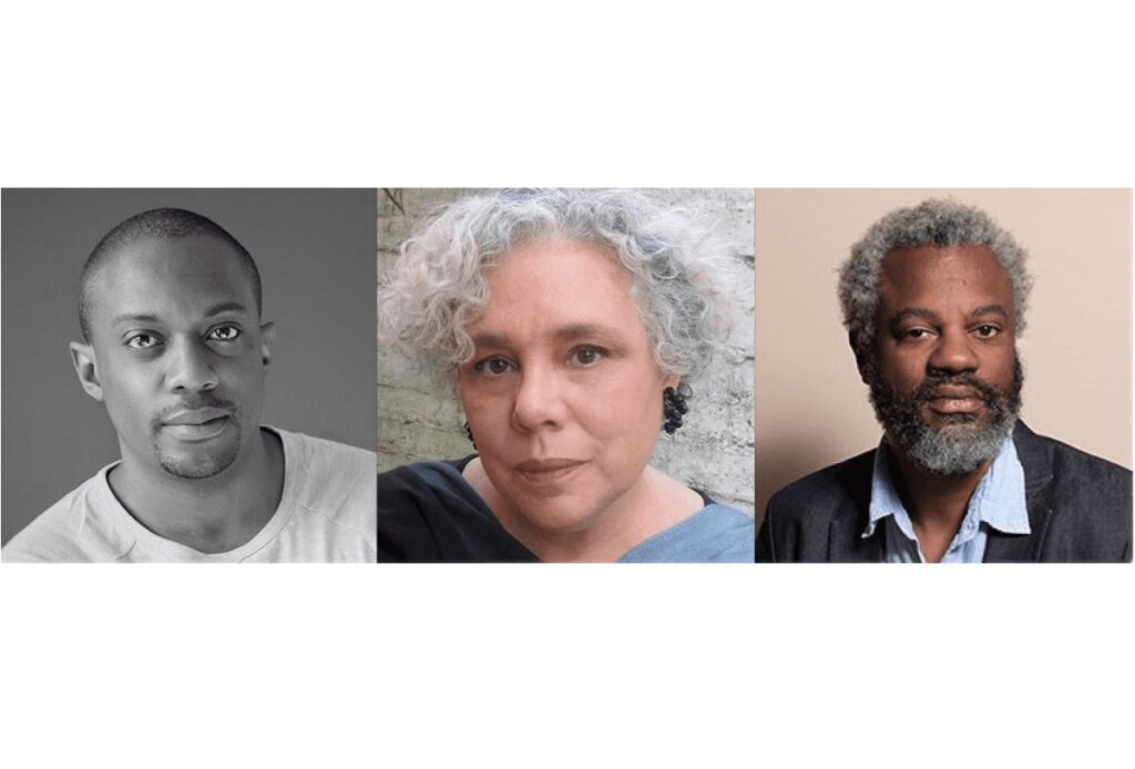 Left to right: Hank Willis Thomas, Alison Saar and Hamza Walker. Courtesy University of Oregon.
