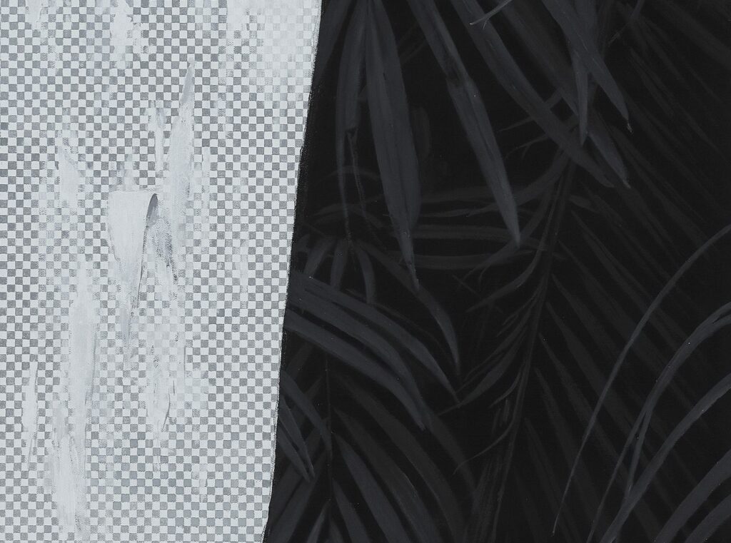 Drew Weech, Ad Painting (detail). Oil Stick and Flashe on Canvas. Courtesy of TERN Gallery.
