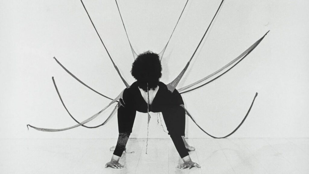 Performance Piece (detail), 1977, by Senga Nengudi. Activated by Maren Hassinger (Städtische Galerie im Lenbachhaus und Kunstbau München, Sammlung KiCo) Photo by Harmon Outlaw © Senga Nengudi