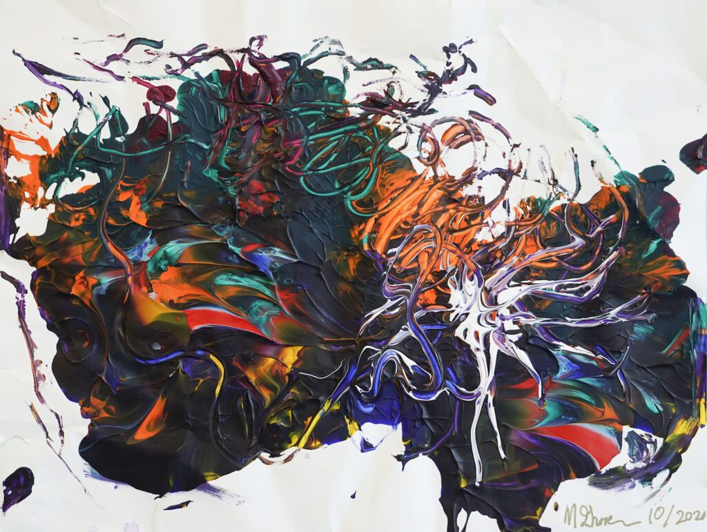 Milford Graves, Untitled 14, 2020. Acrylic on paper 18h x 24w in. Courtesy of Fridman Gallery