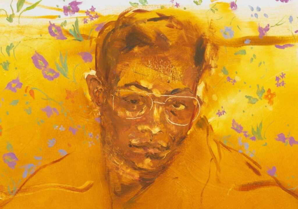 Jennifer Packer, Tia (Detail), 2017 Oil on canvas 99 x 63.5 cm 39 x 25 inches Collection of Joel Wachs Photo: Matt Grubb
