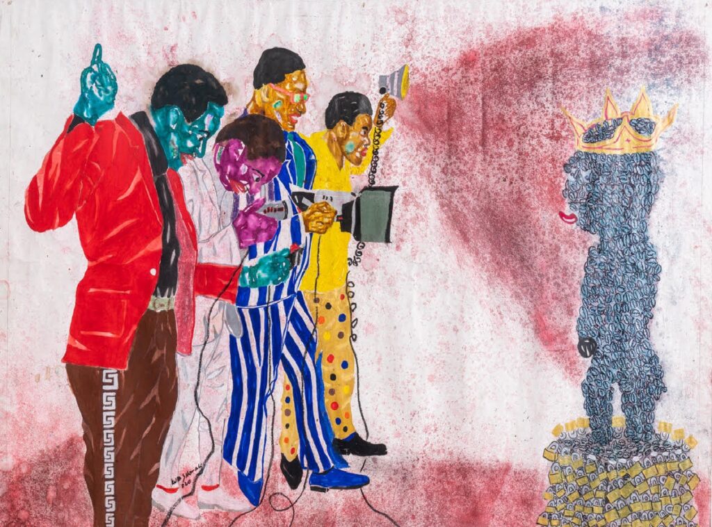 Kura Shomali, Le Mythe de la Tribu Luba, 2020, 110 x 180 cm, gouache on paper