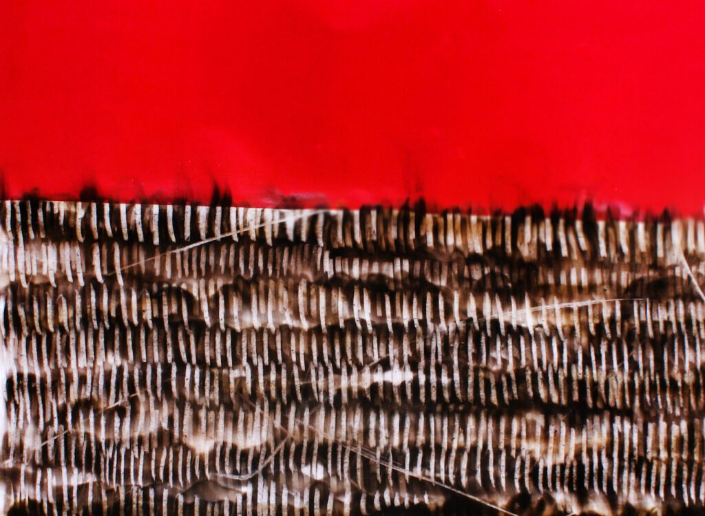 Molefe Thwala, Underground gang as enemies III (detail), 2021. Mixed media_103 x 70 cm.