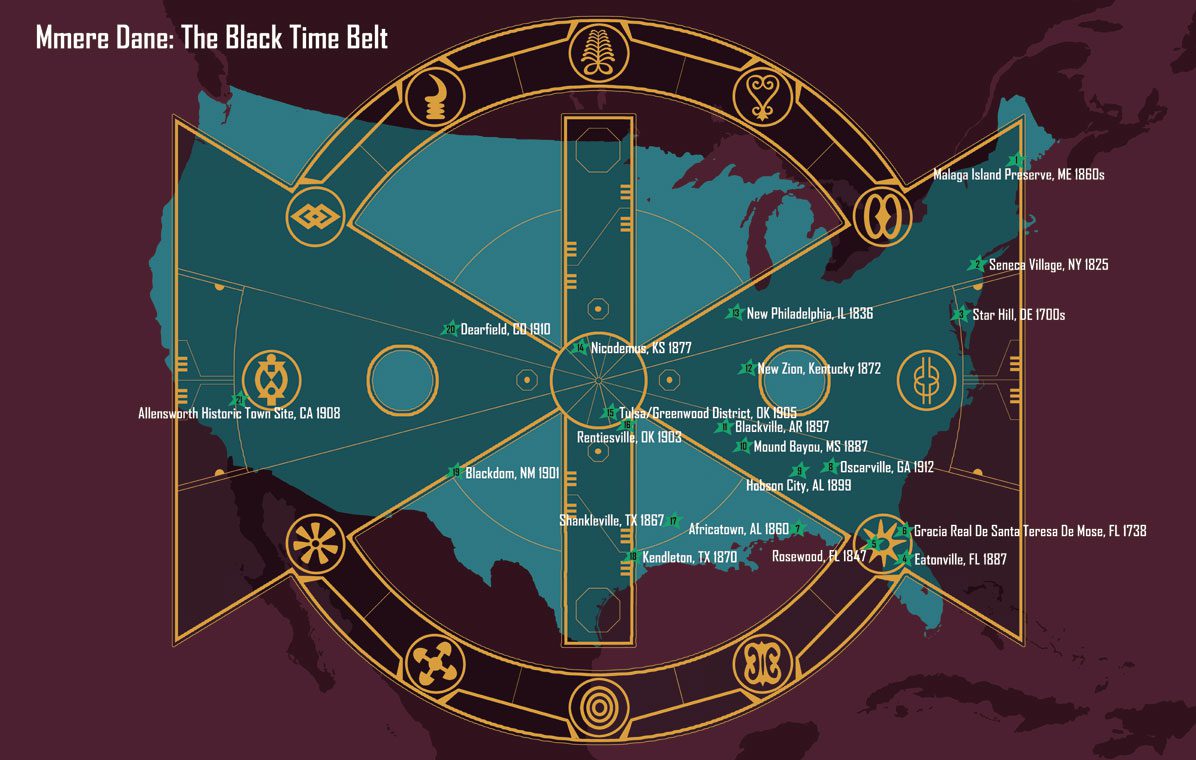 Rasheedah Phillips, Mmere Dane: Black Time Belt, 2021. Digital collage. © Rasheedah Phillips.	