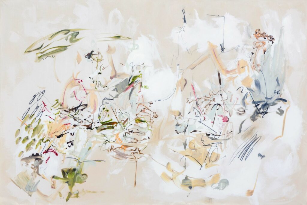 Carmen Neely, Maybe it's about untangling some of that, 2021, graphite, oil on canvas. Courtesy of Mariane Ibrahim.
