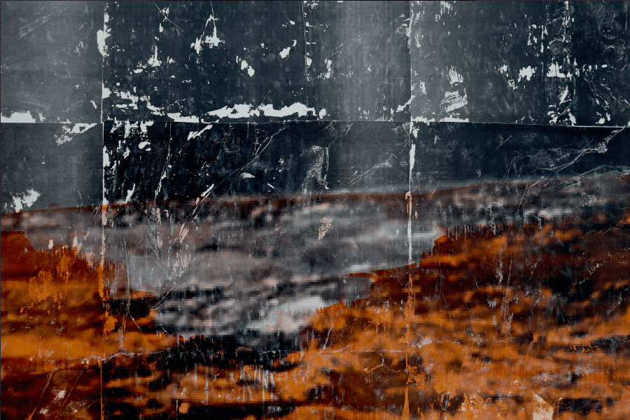 Sandra Brewster, detail DENSE, 2021-2022. Acrylic, drawing and photo-based gel transfer. Courtesy the artist. Installation view: By Way of Communion, The Power Plant, 2022.