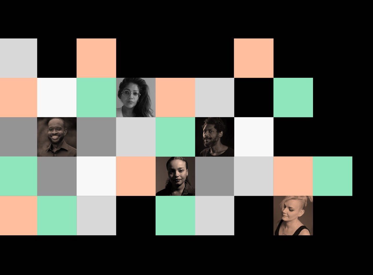 The five visual artists shortlisted for the 2022 Sobey Art Award. Top row: Azza El Siddique (Ontario); Second row, from left: Tyshan Wright (Atlantic), Stanley Février (Quebec); Third row:  Divya Mehra (Prairies & North); Bottom row: Krystle Silverfox (West Coast & Yukon). 