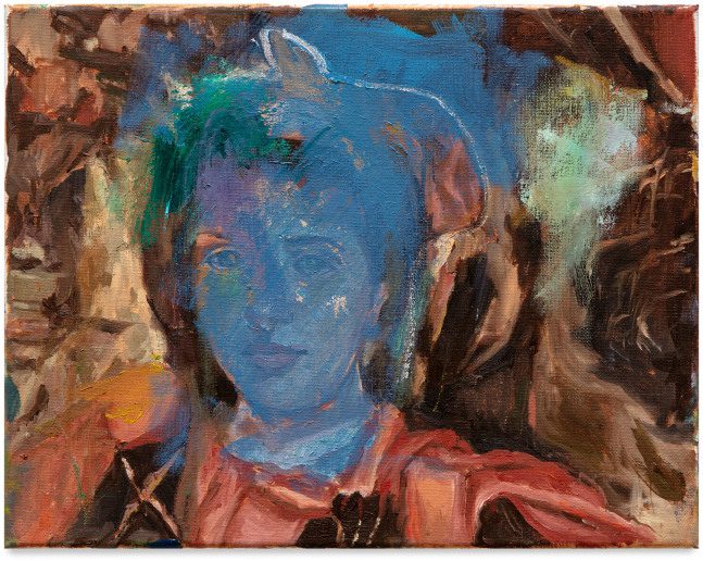 Spencer Lewis, Untitled, 2022. Acrylic, oil, enamel, spray paint, and ink on canvas, 11 x 14 in