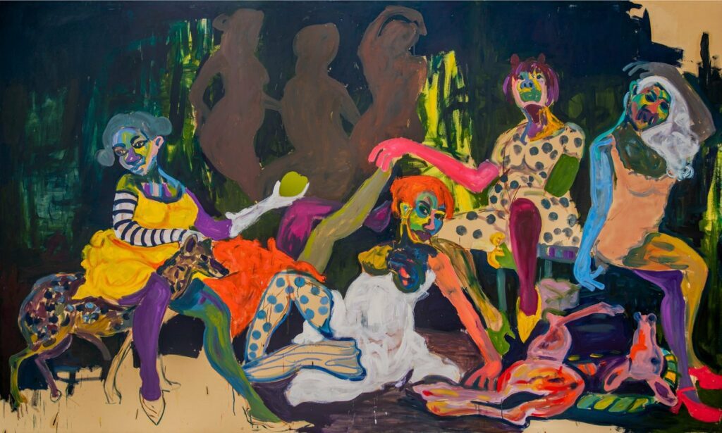 Wycliffe Mundopa, Ides of August Part 9, 2020, oil on canvas, 82 5/8 x 137 3/4 in