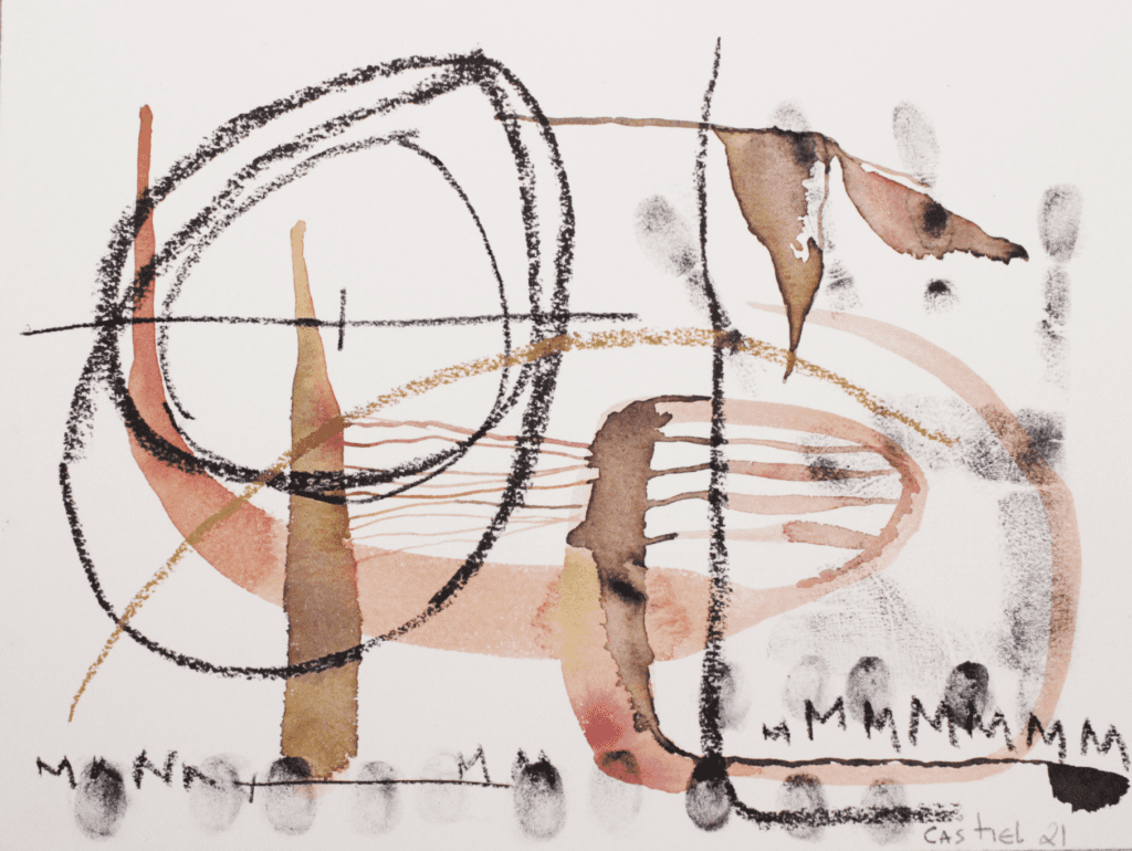 Castiel Vitorino Brasileiro, Mírame, solo mírame, 2021–2022, watercolor drawing with charcoal, 24 x 32 cm. Courtesy of the artist.