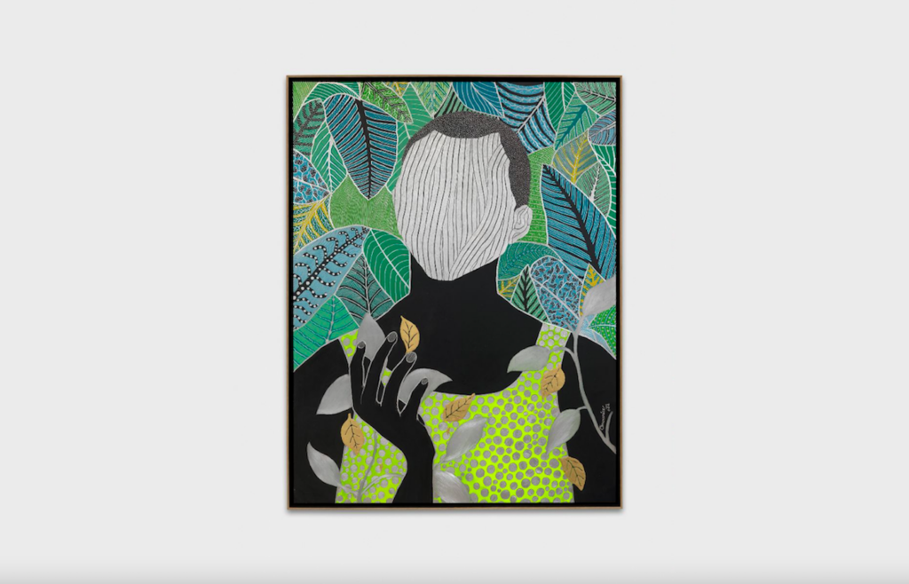 Maurice Mboa, Untitled, 2022, acrylic spray paint on engraved steel panel © Maurice Mboa