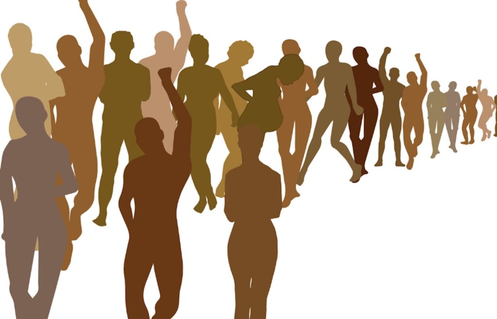 Mary Evans, 1990, 2023. History painting (Detail), 300 x 250cm. Courtesy of the artist and Tiwani Contemporary. Photograph: © Deniz Guzel. Commissioned by Zeitz MOCAA.