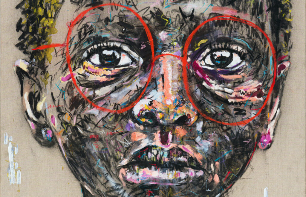 'The Art of Optimism' (Detail), featured in TIME magazine, Charcoal, oil paint and pastel on Belgian linen canvas, limited edition of 25/100 prints available (digital print on art archival paper, 100x100cm)