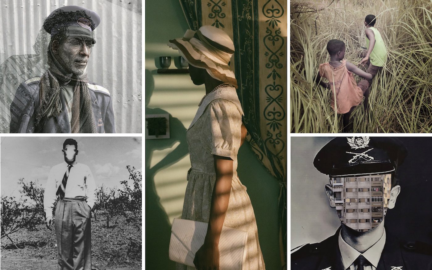 (Clockwise, all Details): Maheder Haileselassie,  Between Yesterday and Tomorrow, 2023; 
Carlos Idun-Tawiah, Sunday Special, 2022. Isoraka, Antananarivo; Léonard Pongo, Untitled. From Primordial Earth, 2023; Yasmin Forte, Military. From This is a story about my family, 2022; Nadia Ettwein, Looks Like Dad. From Hond, 2023