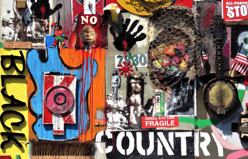 Joe Sam, FRAGIL BLACK COUNTRY (Detail). Courtesy of Museum of the African Diaspora San Francisco.