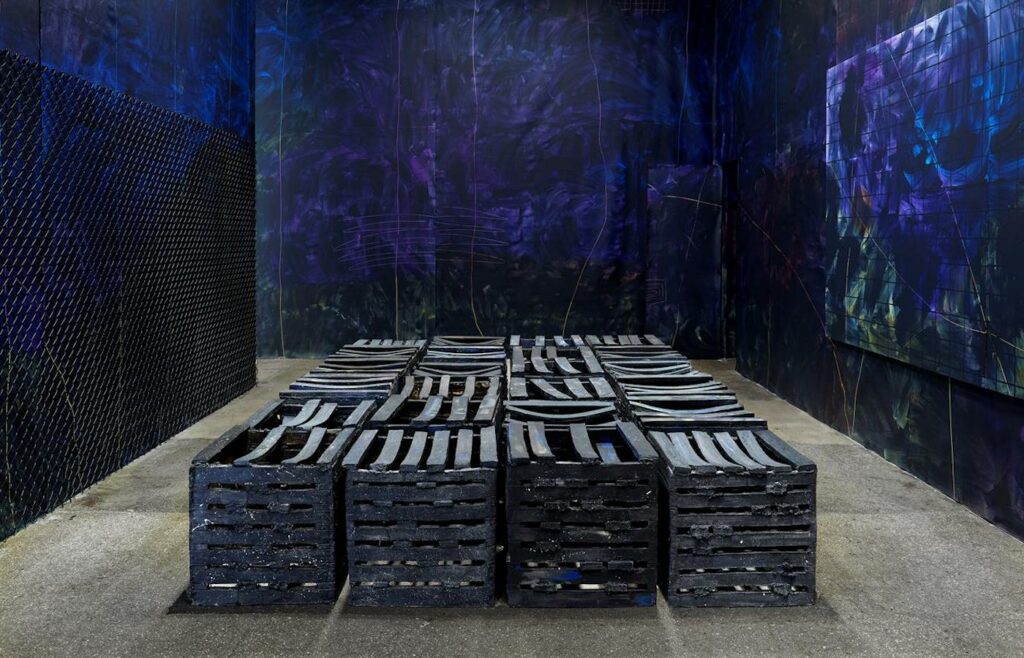 nstallation view: Tariku Shiferaw, A Sign in Space, 2023 in Tariku Shiferaw: Marking Oneself in Dark Places, at Galerie Lelong & Co., New York.