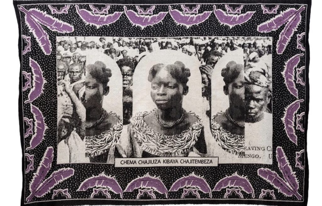 Jess Atieno, Black Madonna, 2023.
Jacquard Woven Fabric
58 1/2 x 42 in.
148.6 x 106.7 cm.
Courtesy of Montague Contemporary
Copyright The Artist