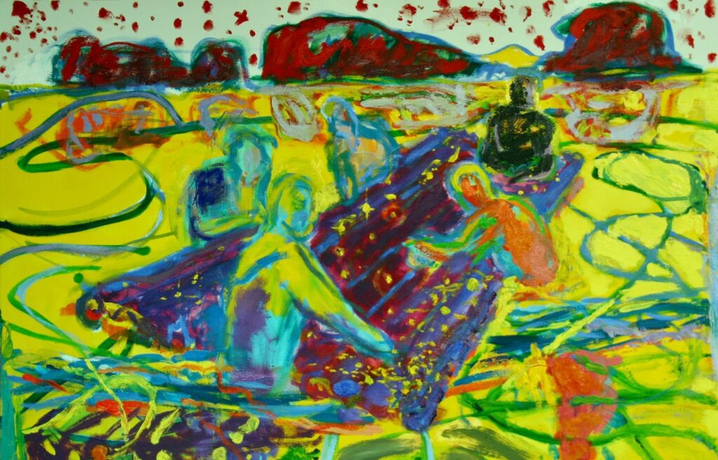 Joshua Uvieghara, Fragments on a Riverine Ocean, 2019, Pigment and Oil on canvas, 91 x 122cm. Courtesy the artist. © Joshua Uvieghara, 2023.