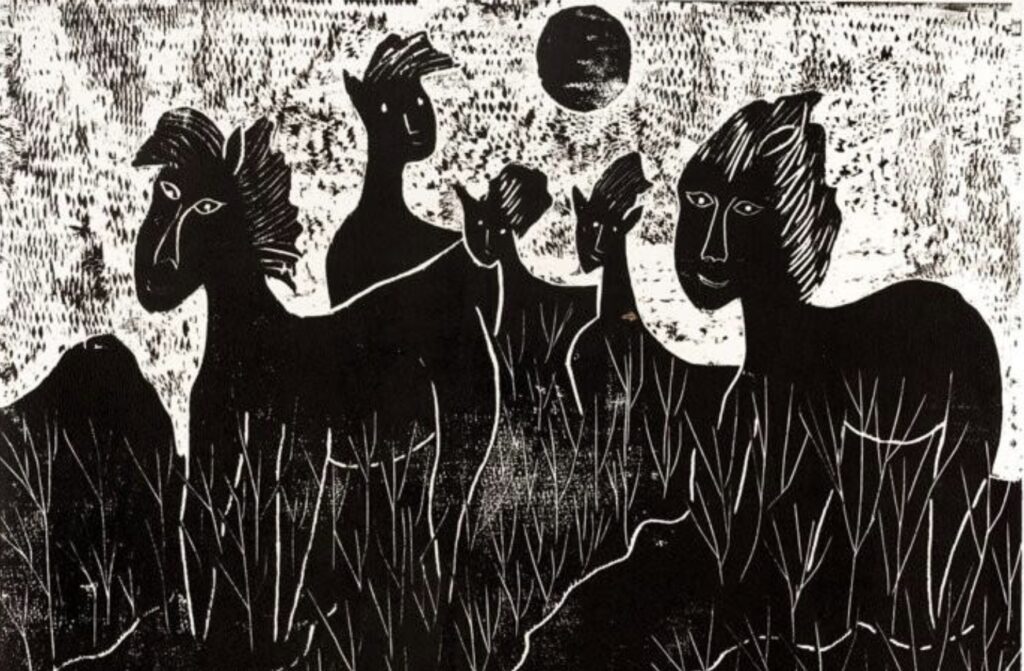 Chelenge Van Rampelberg, When They Came (Edition 1/5), Detail, 1995. Woodcut Print on Paper
Printed area: 48.5 × 60.7 cm (19 1/8 × 23 7/8 inches)Printed area: 48.5 × 60.7 cm (19 1/8 × 23 7/8 inches)