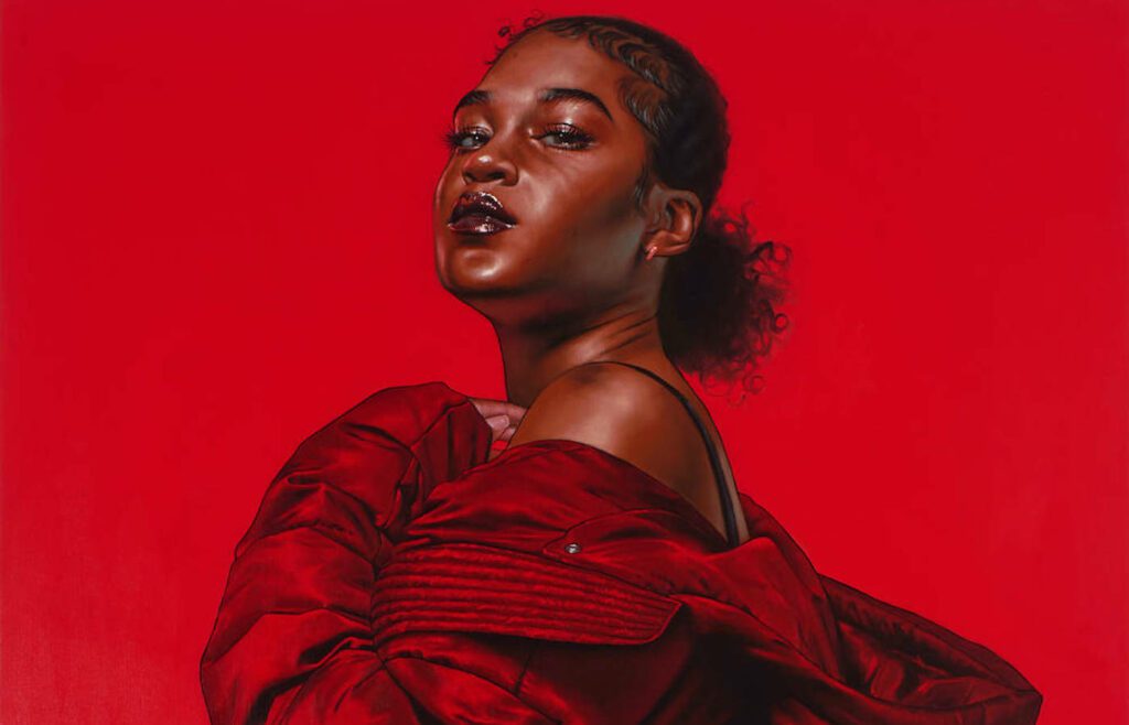 MONICA IKEGWU, OPEN/CLOSED (detail), 2021, OIL ON CANVAS, 121.9 X 91.4 CM EACH, COURTESY OF THE ARTIST AND GALERIE MYRTIS, O MONICA IKEGWU