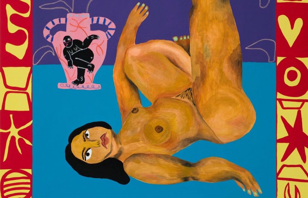 Boemo Diale Alone & Unafraid (detail), 2024. Mixed media on canvas. 160 x 120 x 50 cm