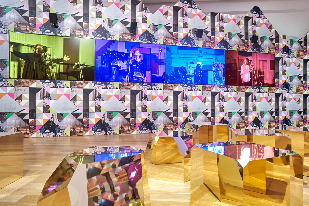 View of Sonia Boyce, Feeling Her Way, British Pavilion, 59th Venice Biennale, 2022. Photo: Rob Battersby. @ Leeds Art Gallery.	