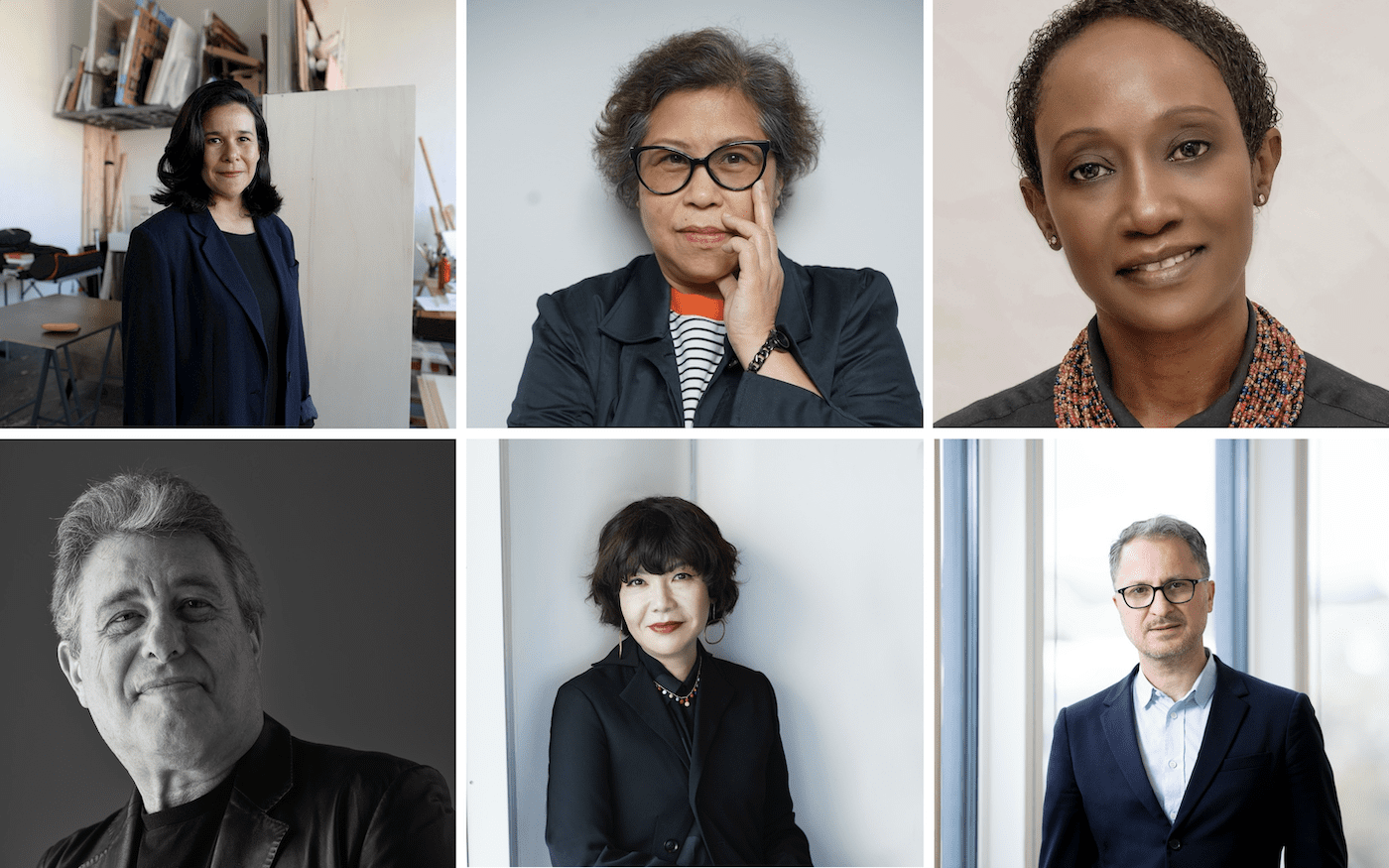 (clockwise) Yasmil Raymond, Gridthiya Gaweewong, N'Goné Fall, Yilmaz Dziewior, Mami Kataoka, Sergio Edelsztein. 

Fotos: Valentina Knežević /  F. Diouf PHOTOGRAPHY / Angkrit Ajchariyasophon / © Städelschule 2020 / Falko Alexander /  Ito Akinori / Albi Serfaty