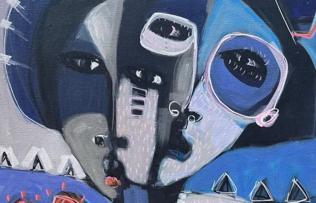 CasimirBationo, Mon coeur balance (detail), mixed media and acrylic on canvas 2023. Courtesy of Gallery Soview