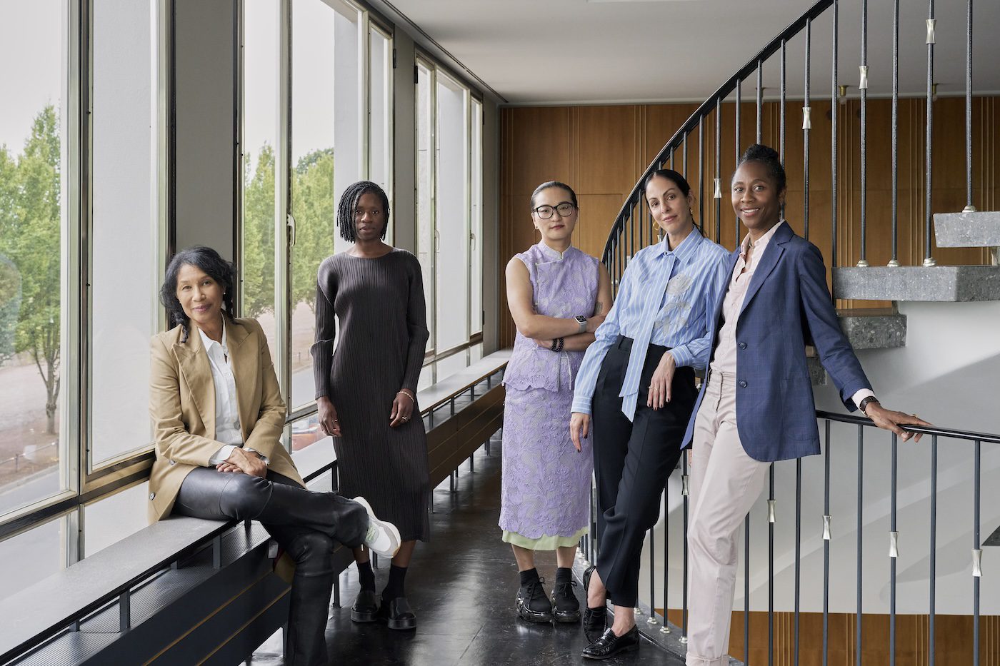 The Artistic Team for documenta 16: Romi Crawford, Mayra A. Rodríguez Castro, Xiaoyu Weng, Carla Acevedo-Yates, and Naomi Beckwith (f.l.t.r.), Kassel 2025. Photo: Nicolas Wefers
